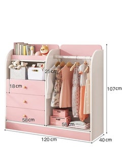 GoldenLike Kids Wardrobe,Childrens Closet Organizers,Wooden Children Clothes Closet Costume Organizer,Kids Armoire Children Clothes Cabinet Clothing Storage Rack with Hanging and 5 Drawers(YN011-White)  - Image 2