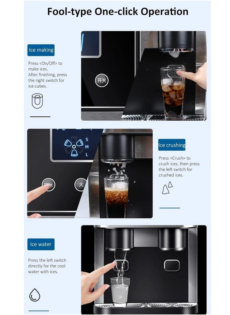 Generic - DLC Ice Making Crushed Ice Cold Water 3 in 1 Ice Machine, 8-12 Minutes Fast Ice Maker 18KG Per 24H - Image 1