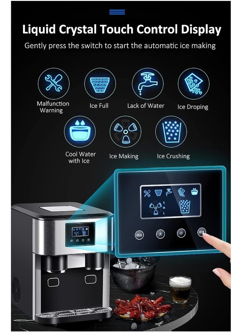 Generic - DLC Ice Making Crushed Ice Cold Water 3 in 1 Ice Machine, 8-12 Minutes Fast Ice Maker 18KG Per 24H - Image 1