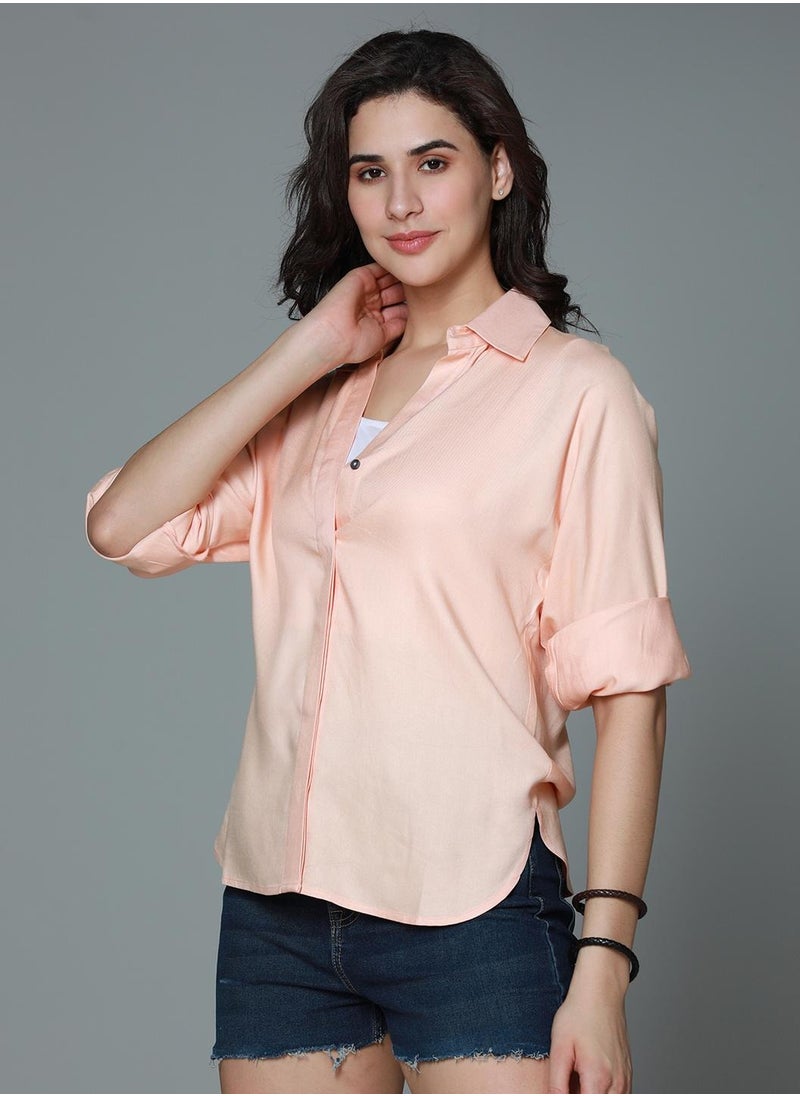 Women’s Boxy Fit Casual Shirt in Orange with Spread Collar, Long Sleeves - pzsku/Z299D4B722F433DB30179Z/45/_/1734118089/4c91145f-c919-41b2-8733-544b589477e9