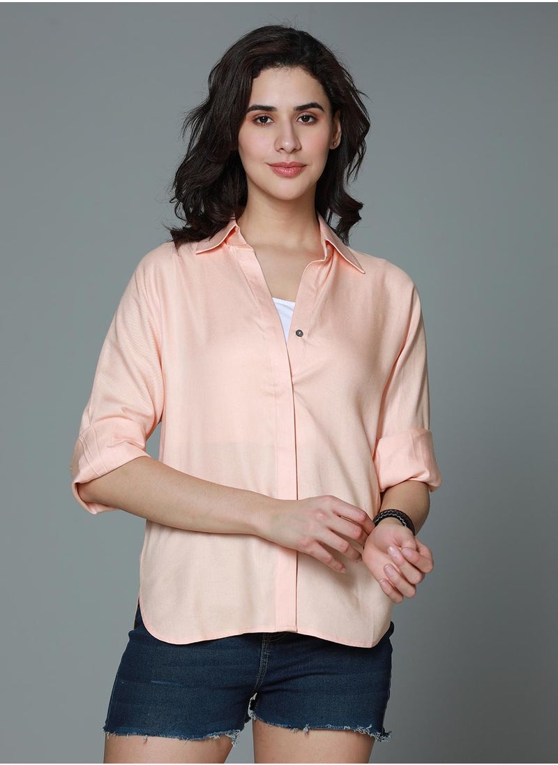 Women’s Boxy Fit Casual Shirt in Orange with Spread Collar, Long Sleeves - pzsku/Z299D4B722F433DB30179Z/45/_/1734118093/93c235c0-0c19-4ebe-8e8f-debdc6c6ed5b