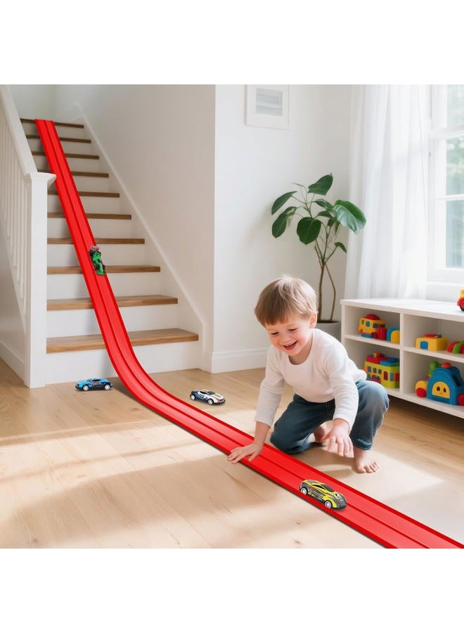 KETIEE Flex Tracks 16Ft for Kids: Flexible Race Car Ramp Track with 4 Small Racecars and 8 Suction Cups Compatible with Hot Wheels and Diecast 1/64th Cars, Rolls Up Portable Racetrack for Ages 3 & Up - Image 2