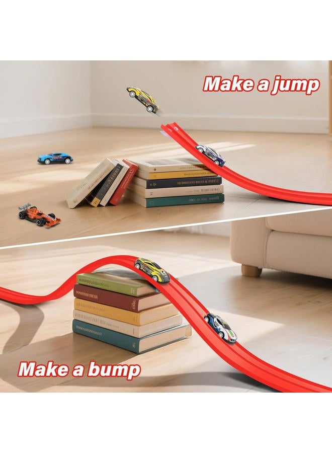 KETIEE Flex Tracks 16Ft for Kids: Flexible Race Car Ramp Track with 4 Small Racecars and 8 Suction Cups Compatible with Hot Wheels and Diecast 1/64th Cars, Rolls Up Portable Racetrack for Ages 3 & Up - Image 5