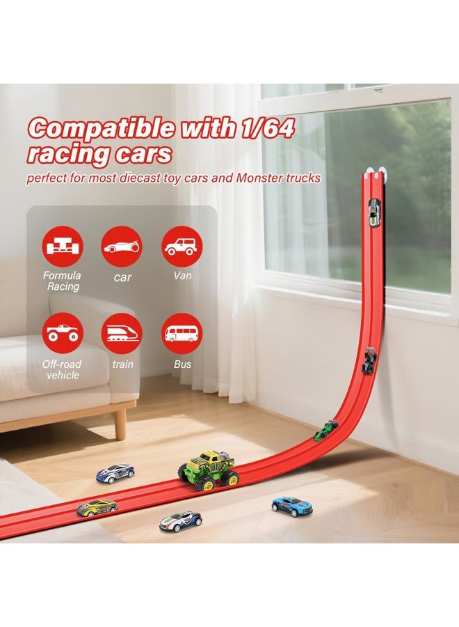 KETIEE Flex Tracks 16Ft for Kids: Flexible Race Car Ramp Track with 4 Small Racecars and 8 Suction Cups Compatible with Hot Wheels and Diecast 1/64th Cars, Rolls Up Portable Racetrack for Ages 3 & Up - Image 3