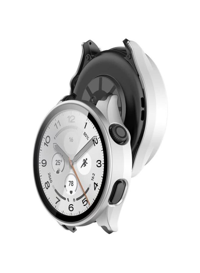 Kmaxai Xiaomi Watch 5 46mm Protective Case Full Coverage Screen Tempered Glass Film Scratch-resistant Hard Shell Silver - Image 1