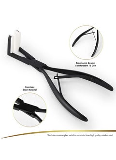 Ehdis Hair Extensions Tools Kit Tape In Hair Sealing Pliers Flat Surface Hair Extension Tools With Double Sided Replacement Adhesive Hair Extension Tape Tabs (Black)  - Image 3