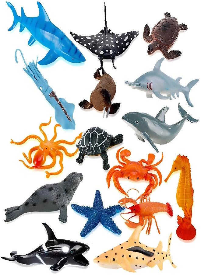 Liberty imports - Liberty Imports Large Deep Sea Animals - Ocean Underwater Creatures - Realistic Plastic Marine Toy Figures - Educational Toys for Toddlers, Kids (16 Piece Set) - Image 1