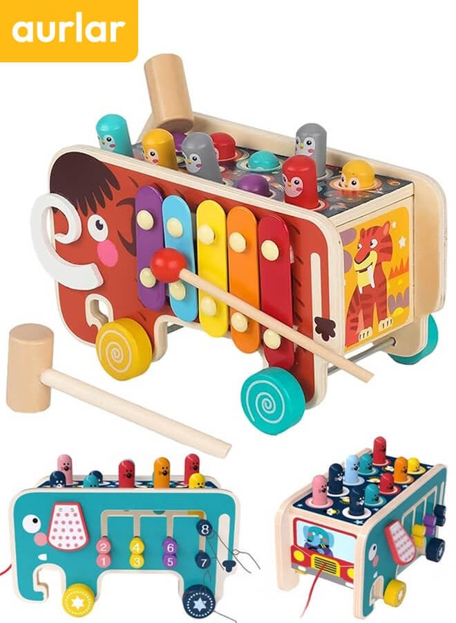 الأورلار ألعاب خشبية للطرق والدق للأطفال الصغار، لعبة خشبية تعليمية للأولاد والبنات كهدية عيد ميلاد، لعبة ضرب المخلوق الأرضي للأطفال الصغار، إكسيليفون جوفر، فأر وهامستر، هدية للأطفال من سن 3 سنوات فما فوق - Image 1