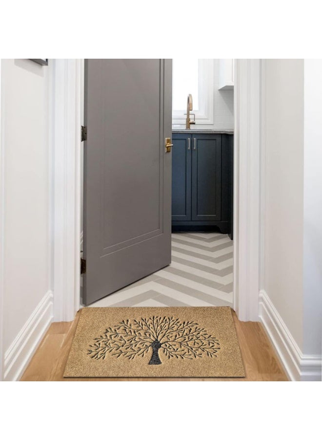 NANAO Large Door Mats Outdoor 90 x 60 cm Non Slip Front Door Mat Super Absorb Mud Easy to Clean Tree of Life Doormat for Entrance Indoor Brown - Image 5