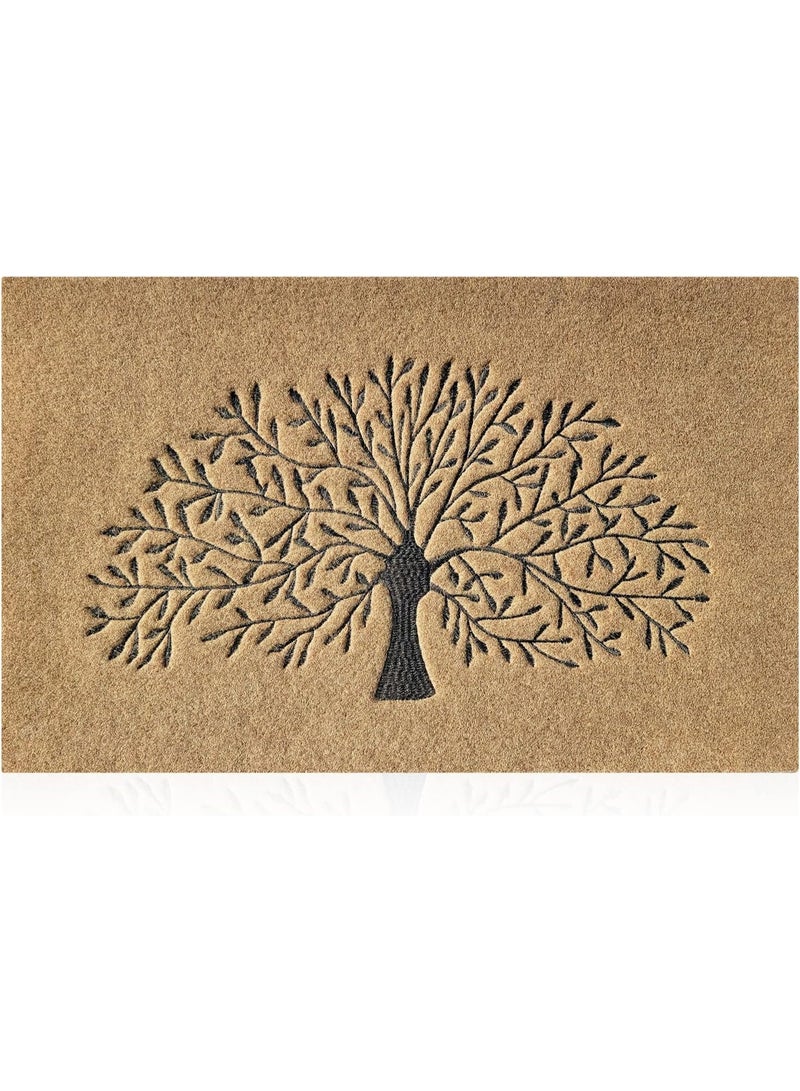 NANAO Large Door Mats Outdoor 90 x 60 cm Non Slip Front Door Mat Super Absorb Mud Easy to Clean Tree of Life Doormat for Entrance Indoor Brown - Image 1