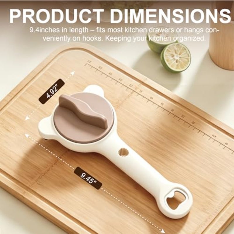 4-in-1 Jar Opener for Seniors and Weak Hands, Adjustable Stainless Steel Opener for Jars, Beer Bottles, and Salad Dressing Easy-Grip Kitchen Tool White - Image 3