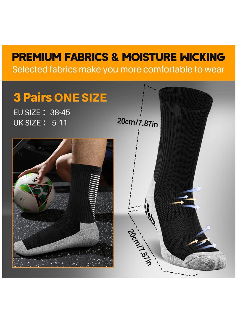 SYOSI 3 Pairs Grip Socks Football Men Women Anti Slip Sports Grip Socks Breathable Anti Blister Rubber Pads Non Slip Basketball Socks Athletic Grippy Socks For Soccer Running Hiking Boxing Rugby  - Image 4