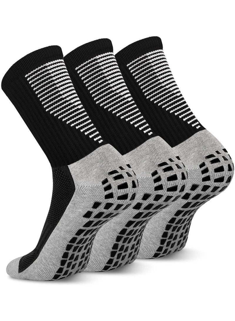SYOSI 3 Pairs Grip Socks Football Men Women Anti Slip Sports Grip Socks Breathable Anti Blister Rubber Pads Non Slip Basketball Socks Athletic Grippy Socks For Soccer Running Hiking Boxing Rugby  - Image 1