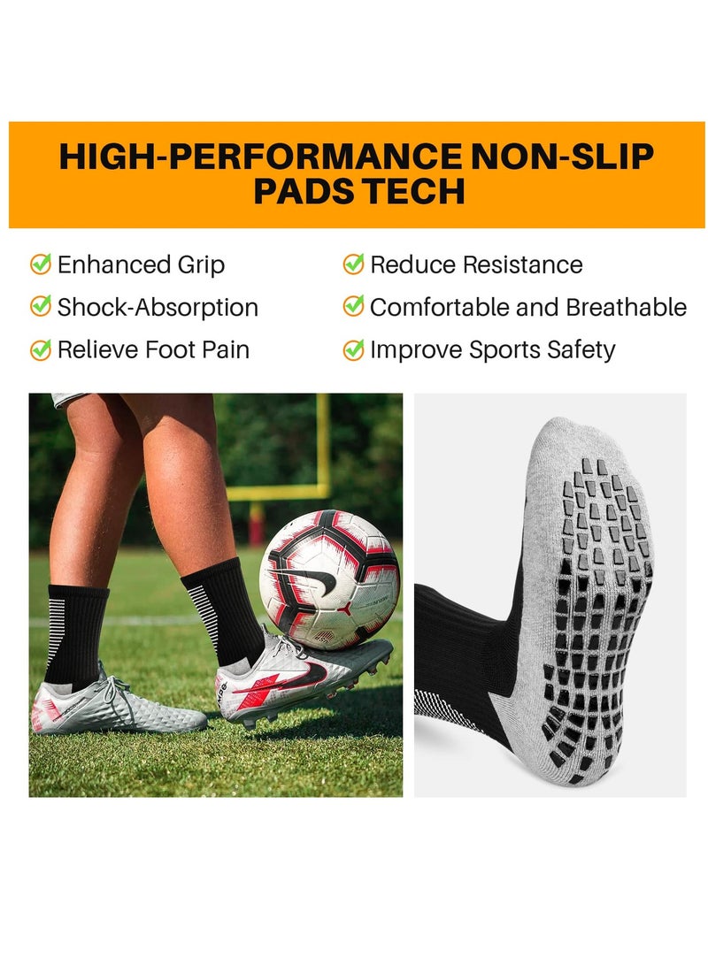 SYOSI 3 Pairs Grip Socks Football Men Women Anti Slip Sports Grip Socks Breathable Anti Blister Rubber Pads Non Slip Basketball Socks Athletic Grippy Socks For Soccer Running Hiking Boxing Rugby  - Image 2