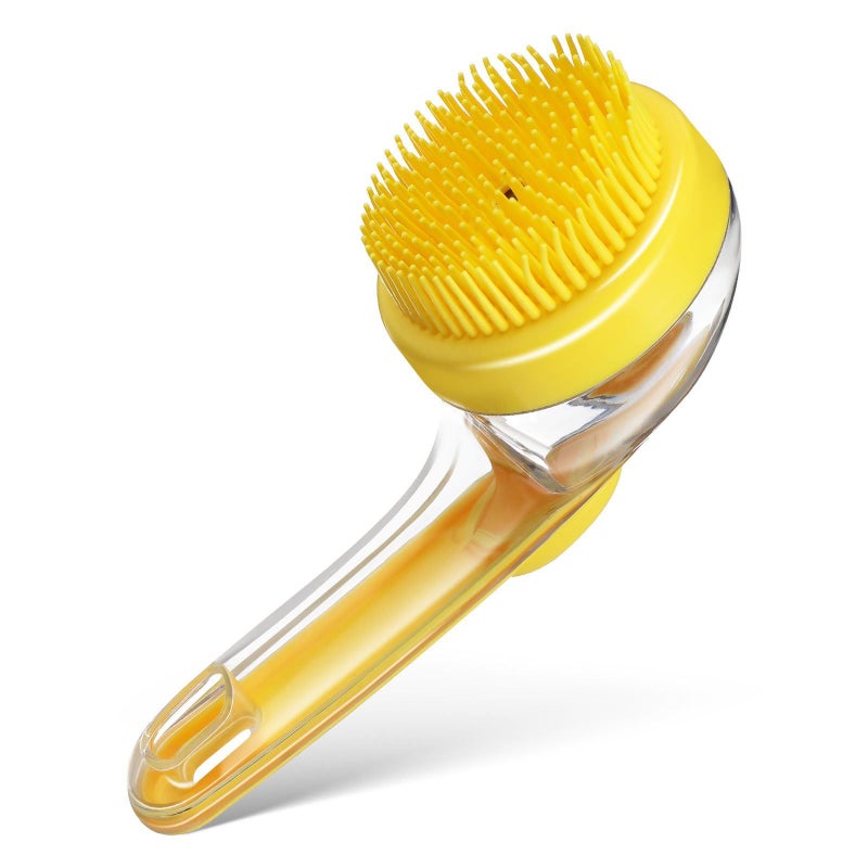 Yellow Massage Pet Bath Brush with Soap Dispenser for Dogs Cats - Image 2