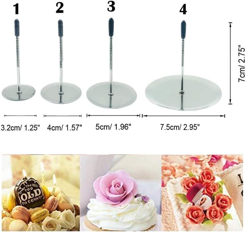 KASTWAVE Cake Flower Nail and Flower Lifters Set, 6PCS Stainless Steel Cake Cupcake Decor Baking Tools for Icing Flowers Decoration (4 Sizes) - Image 3