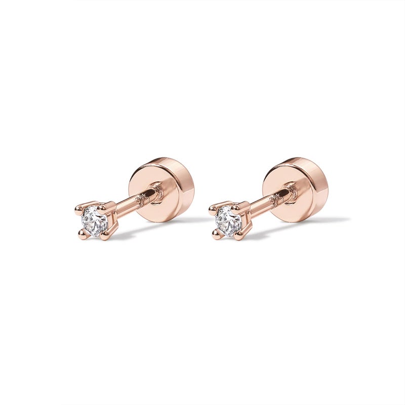 PAVOI 14K Gold Plated Solid 925 Sterling Silver Post Cubic Zirconia Stud Flat Back Earrings for Women | Cartilage Earring | Helix Piercing Jewelry | Small Stud Earrings for Women - Image 3