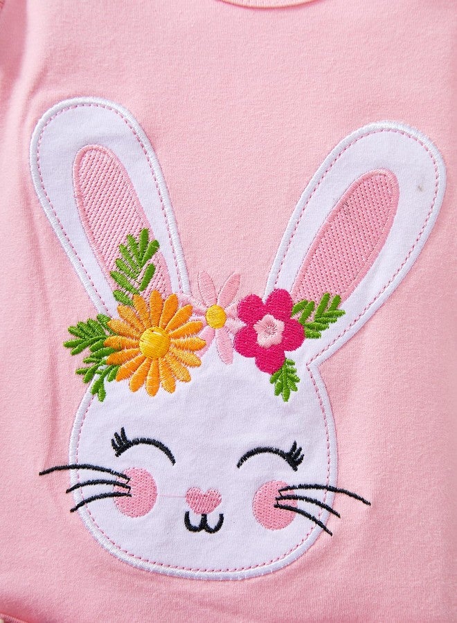 FUNMETA Baby Girl Easter Outfit 4 Piece Kids Long Sleeve Rabbit Romper Toddler Bow Pink Tutu Skirt Headband Leg Warmer Infant Easter Bunny Dress 12-18 Months - Image 5