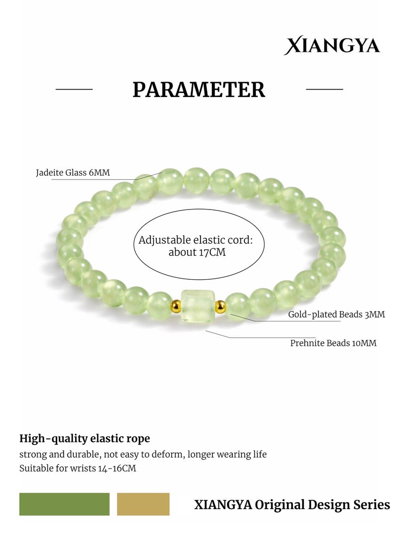 XIANGYA Bracelet For Ladies Jade Green – Mist Jade Natural Gemstone Prehnite Bracelet with Gold Accents | Mist Jade - Image 4