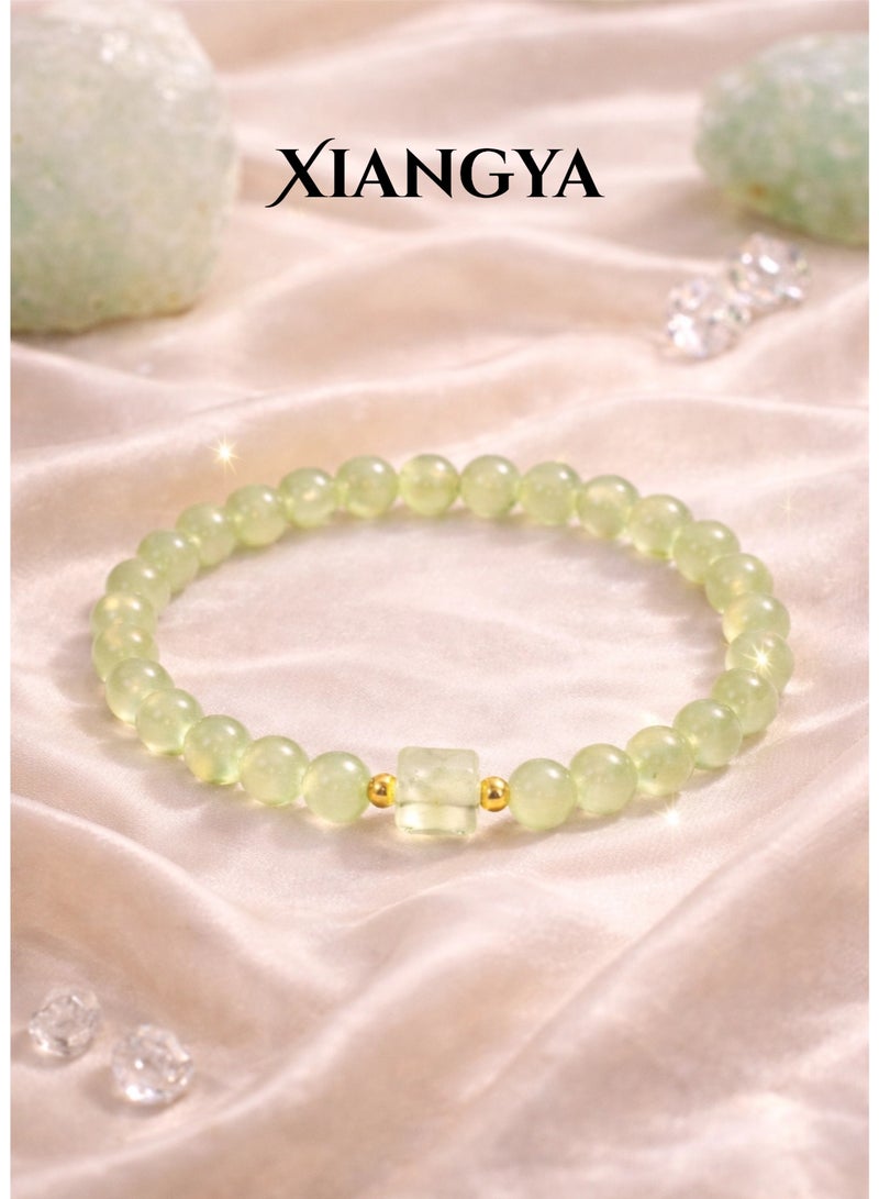 XIANGYA Bracelet For Ladies Jade Green – Mist Jade Natural Gemstone Prehnite Bracelet with Gold Accents | Mist Jade - Image 1