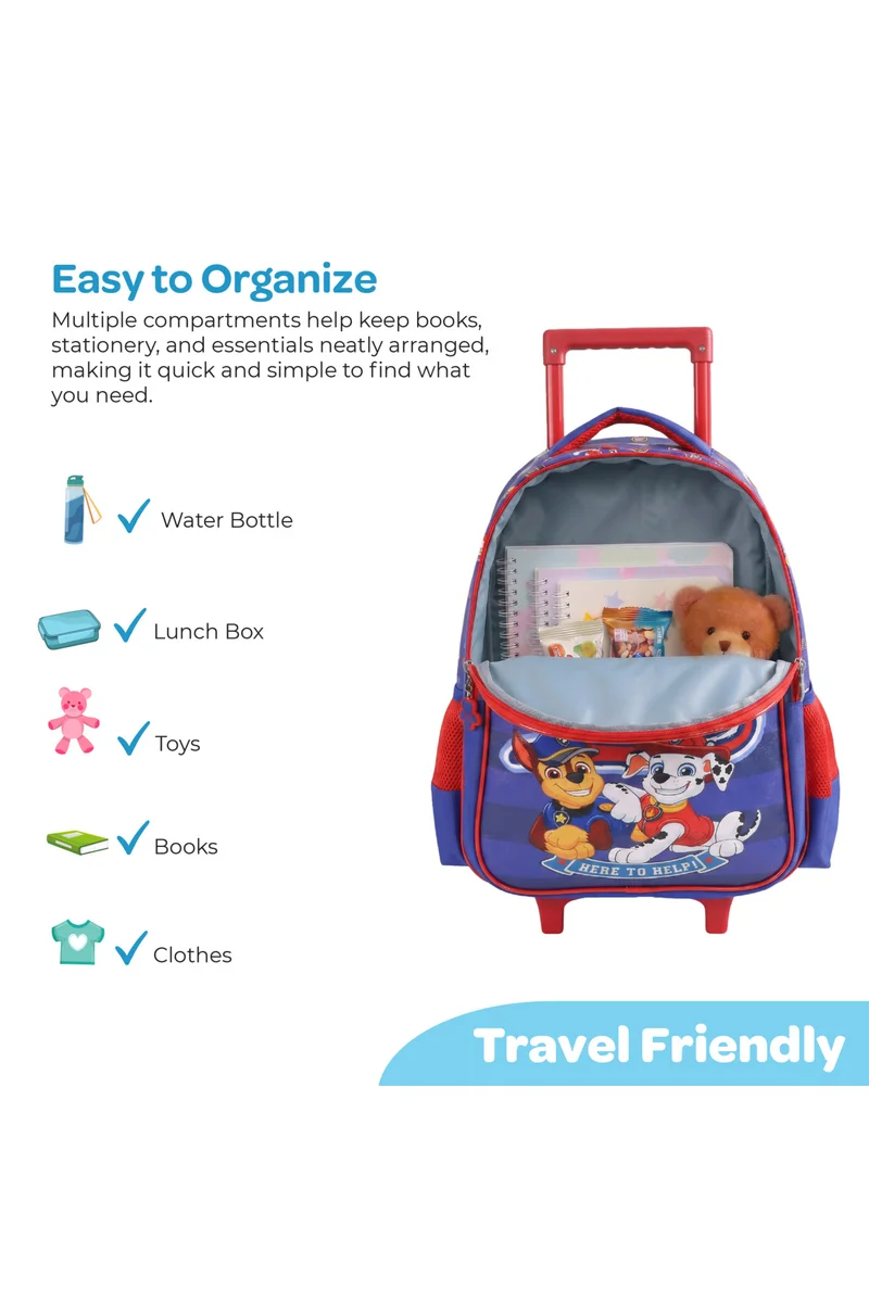 Moon MOON Licensed Paw Patrol First Class  3 in 1 Kids Trolley Set   - (16-Inch) Premium Kids School Bag with Lunch Bag & Pencil Case-Red&Blue