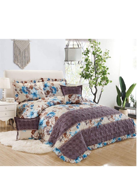 Floral Printed Compressed Comforter Set, 220 x 240 cm King Size Reversible 6 pcs Bedding Set, Multicolor