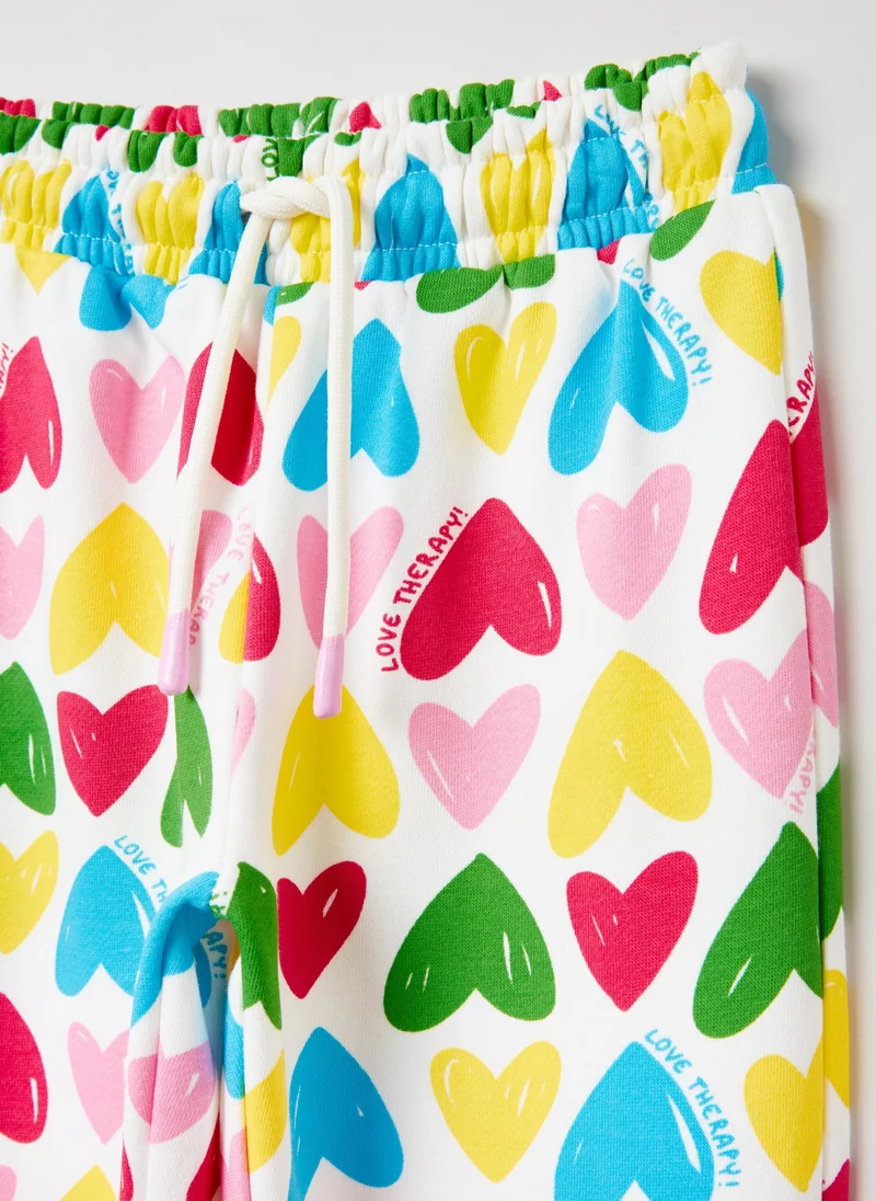 او في اس Fleece joggers with hearts print