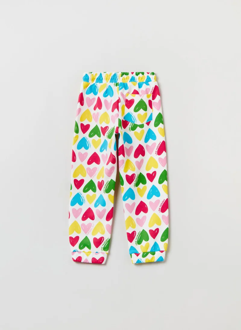 او في اس Fleece joggers with hearts print
