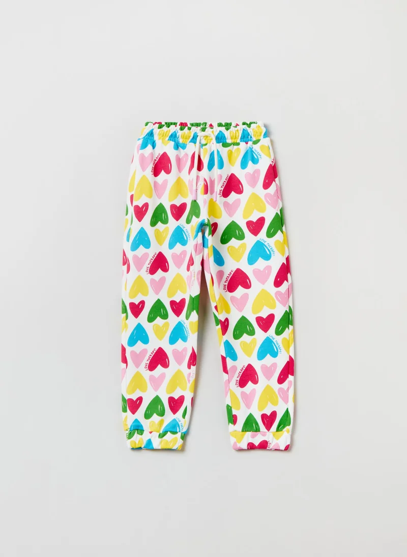 او في اس Fleece joggers with hearts print
