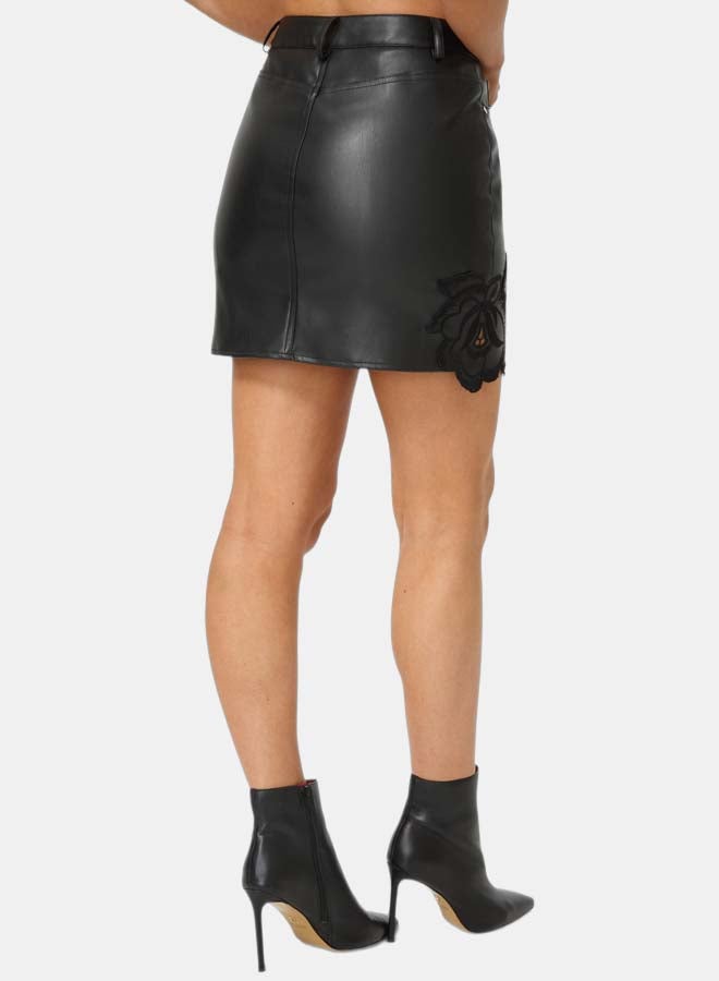 bebe Vegan Leather Embroidery Mini Skirt - Image 3