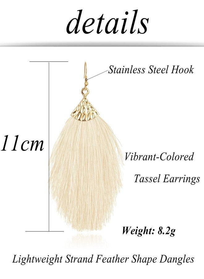 Tornito 6 Pairs Layered Tassel Statement Earrings Bohemian Multi Colors Feather Tiered Thread Long Tassel Fan Fringe Dangle Drop Earrings Handmade for Women - Image 2