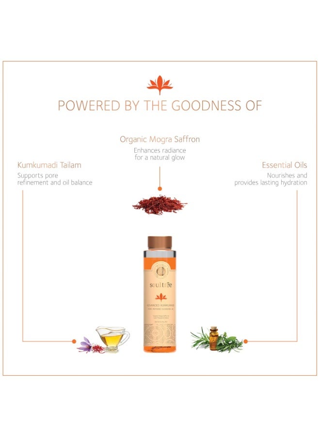 سول تري Soultree Advanced Kumkumadi - زيت منظف لتنقية المسام | مزيج عضوي 100% من الزعفران وزيت "موجرا" المعصور على البارد | للبشرة العادية إلى الجافة - 105 مل - Image 4