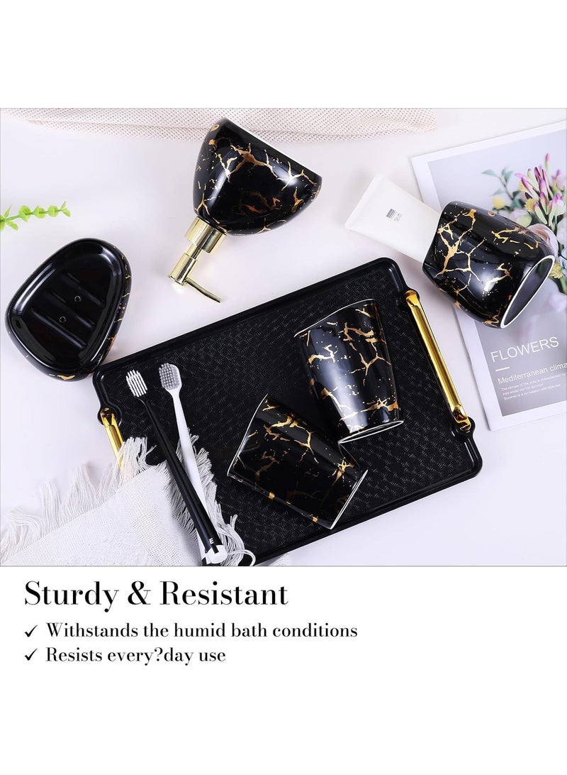 Bathroom Accessories Set,Modern Countertop Bathroom Decor,Luxury 6 Piece Bathroom Accessory Set,Complete with Soap Dispenser,Toothbrush Holder,Tumbler,Tray - Image 3