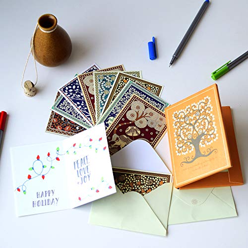 DOODLE Kalamkari Art Notecards – Set of 12 Thank You & Greeting Cards | Indian Folk Art Design | All Occasion Blank Cards - Image 1