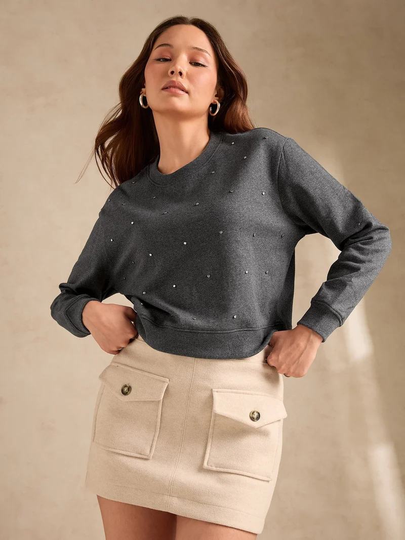 OUTZIDR Grey Typographic Sweatshirt