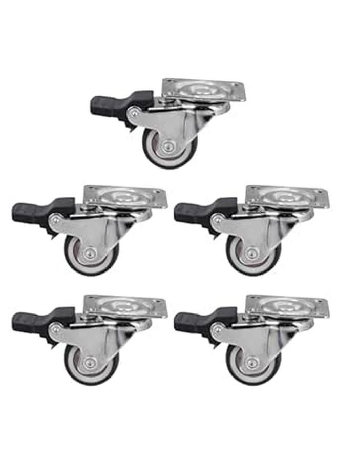 5Pcs 1 Inch Heavy Duty Swivel Caster Wheels Set Gray TPR Silent Plate Casters For Furniture - Image 1