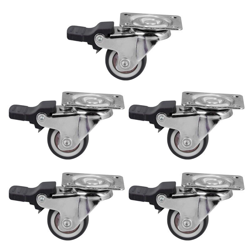 5Pcs 1 Inch Heavy Duty Swivel Caster Wheels Set Gray TPR Silent Plate Casters For Furniture - Image 2
