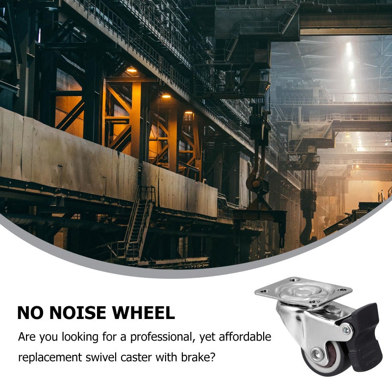 5Pcs 1 Inch Heavy Duty Swivel Caster Wheels Set Gray TPR Silent Plate Casters For Furniture - Image 4