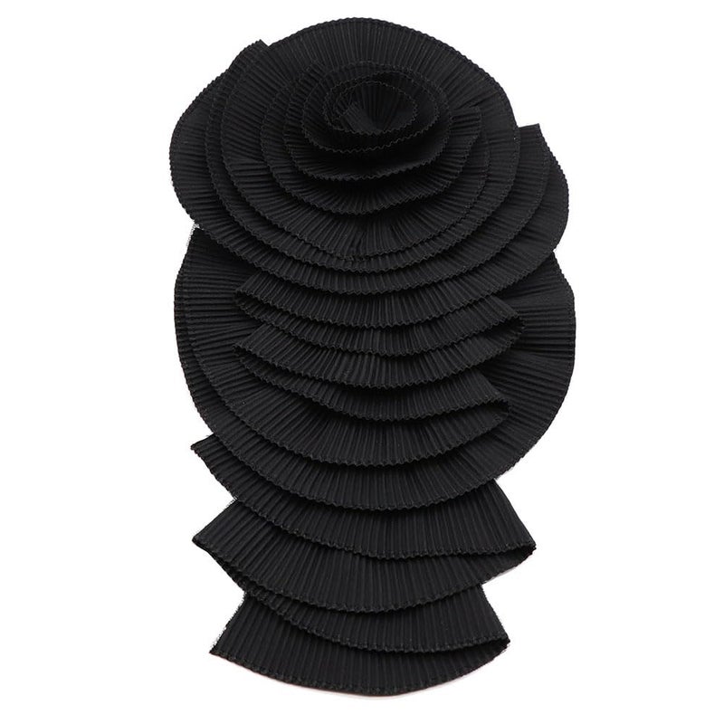 Zthread 20cm Large Plated Fabric Brooches Lapel Pins Chiffon Fabric Applique Brooches Big Flower Brooch Pin for Women Wedding Part Dance Clothes Accessories Jewelry (Black) - Image 1