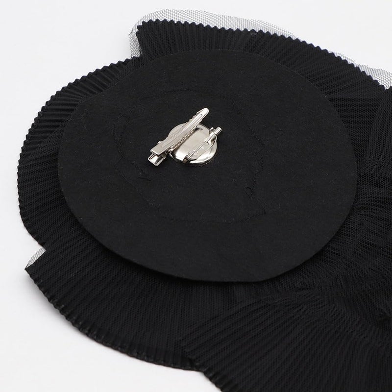 Zthread 20cm Large Plated Fabric Brooches Lapel Pins Chiffon Fabric Applique Brooches Big Flower Brooch Pin for Women Wedding Part Dance Clothes Accessories Jewelry (Black) - Image 5