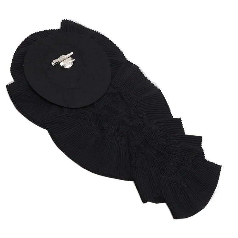 Zthread 20cm Large Plated Fabric Brooches Lapel Pins Chiffon Fabric Applique Brooches Big Flower Brooch Pin for Women Wedding Part Dance Clothes Accessories Jewelry (Black) - Image 4