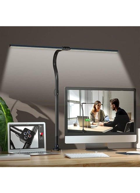 Double Head Desk Lamp 24W Led Table Lamp With 5 Adjustable Brightness And 5 Color Modes Desk Lamps For Workbench Monitor Home Reading Offices Bedrooms Dormitories