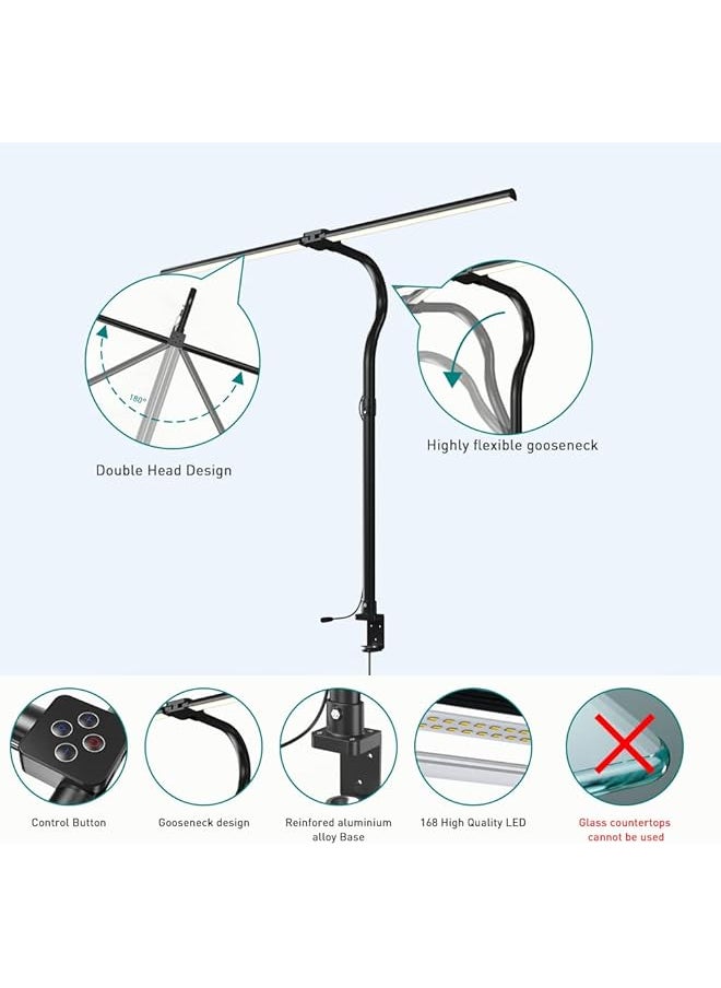 erorex - Double Head Desk Lamp 24W Led Table Lamp With 5 Adjustable Brightness And 5 Color Modes Desk Lamps For Workbench Monitor Home Reading Offices Bedrooms Dormitories - Image 1
