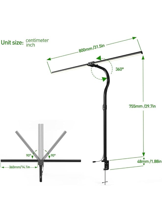 erorex - Double Head Desk Lamp 24W Led Table Lamp With 5 Adjustable Brightness And 5 Color Modes Desk Lamps For Workbench Monitor Home Reading Offices Bedrooms Dormitories - Image 1