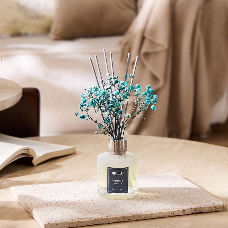 Airkeep Reed Diffuser Set,3.38 fl oz (100 ml) - Cashmere Vanilla Oil Diffusers with 8 Reed Sticks, Home Fragrance Reed Diffuser for Bathroom Shelf Decor - Image 3