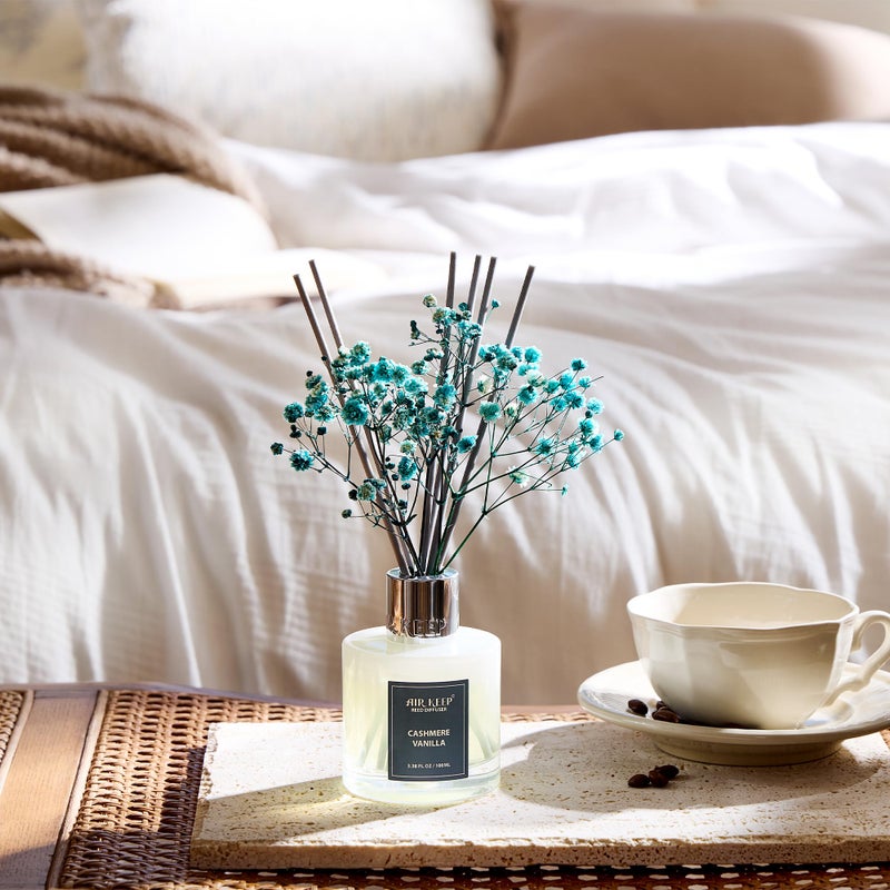 Airkeep Reed Diffuser Set,3.38 fl oz (100 ml) - Cashmere Vanilla Oil Diffusers with 8 Reed Sticks, Home Fragrance Reed Diffuser for Bathroom Shelf Decor - Image 5