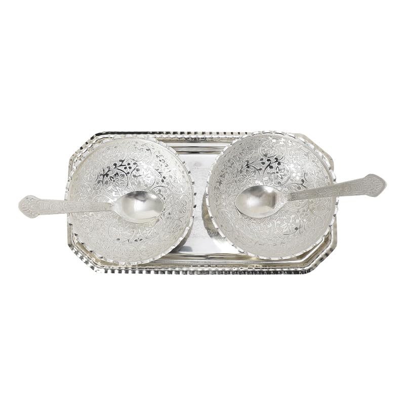 INTERNATIONAL GIFT® German Silver Round Bowl Spoon Tray Or Carry Bag with Raksha Bandhan Tag |German Silver Metal Suitable for Gifting, Serving, Home Décor and Pooja - Image 3