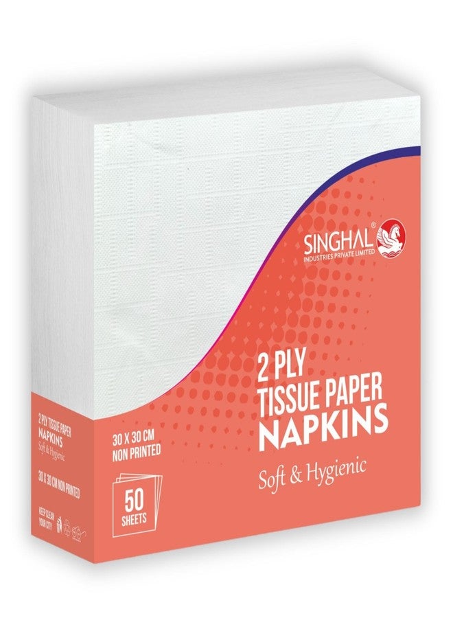 Singhal 2 Ply Tissue Paper Napkins Plain 30x30 CM - Pack of 6 (50 Pulls Per Pack, 300 Sheets) - Image 3