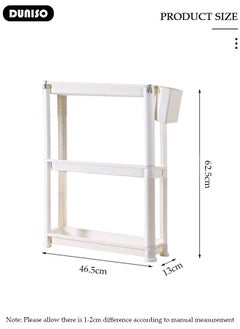 DUNISO 3 Tier Rolling Utility Cart with Wheels,Multi-Functional Storage Trolley Cart with Trays, Easy Assembly Storage Trolley Organizer with Side Basket,Rolling Storage Shelves for Kitchen, Bedroom, Bathroom, Office, Laundry Room  - Image 4