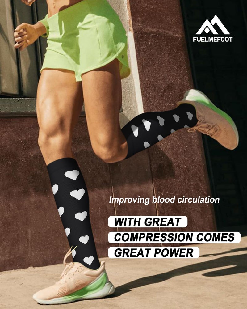 FuelMeFoot 6 Pairs Compression Socks for Women & Men 15-20mmHg Graduated Support Knee High Socks for Nurses, Travel, Athletic - Image 2